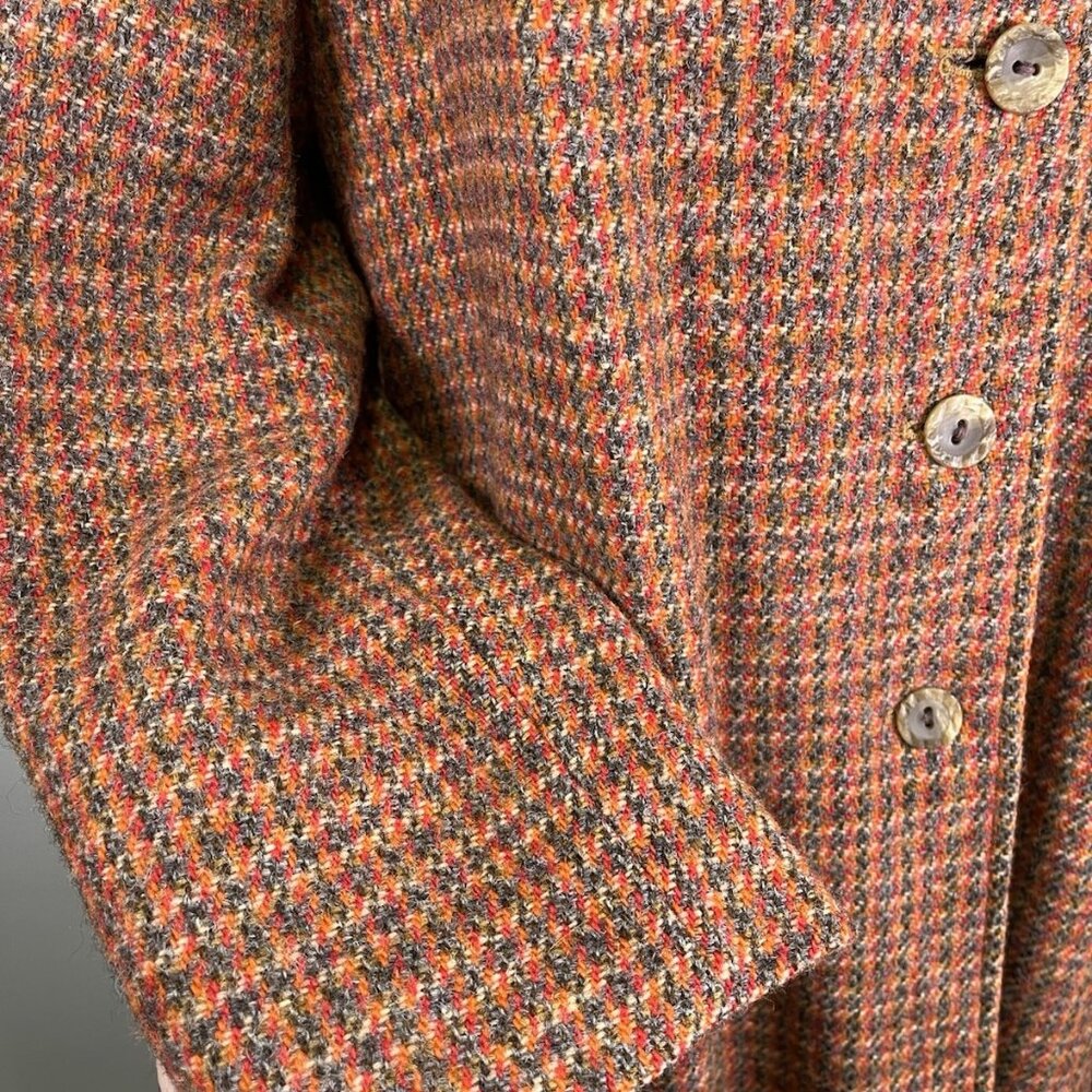 Vintage 60s/70s Harris Tweed Women’s Wool Overcoat Houndstooth Tar-Shire Mod - Picture 9 of 16